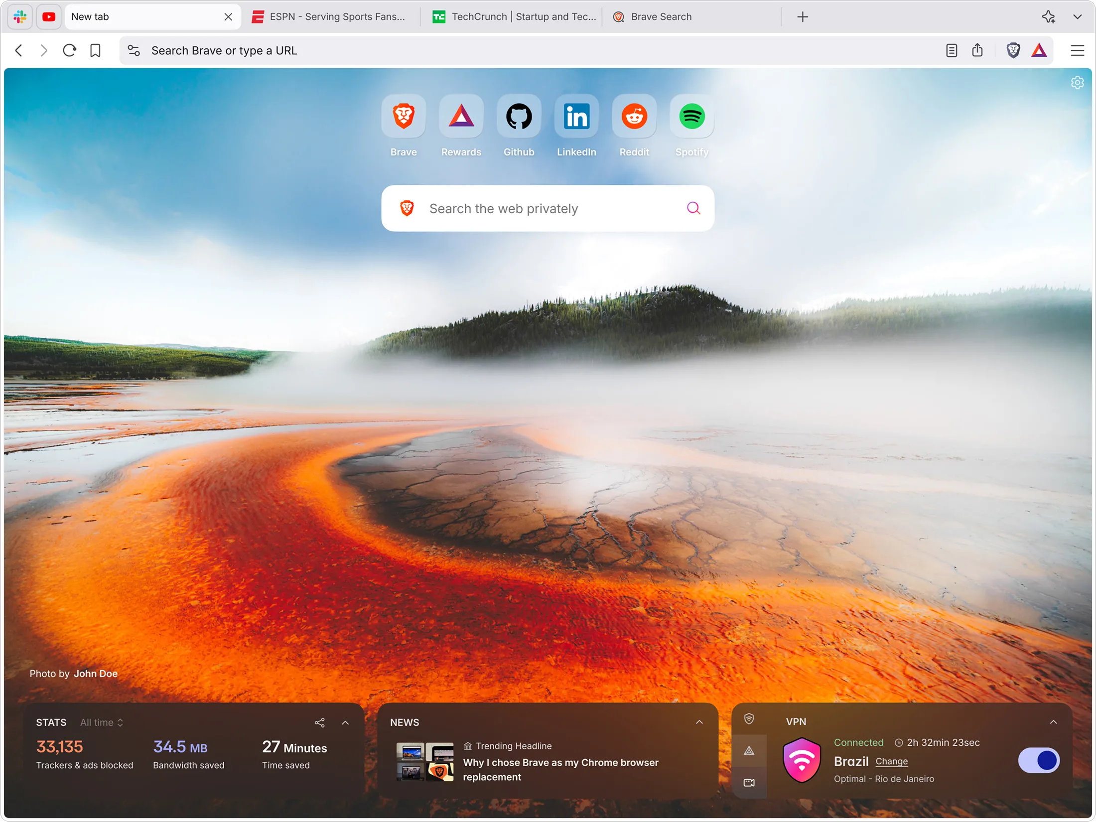 Brave Browser Oberfläche