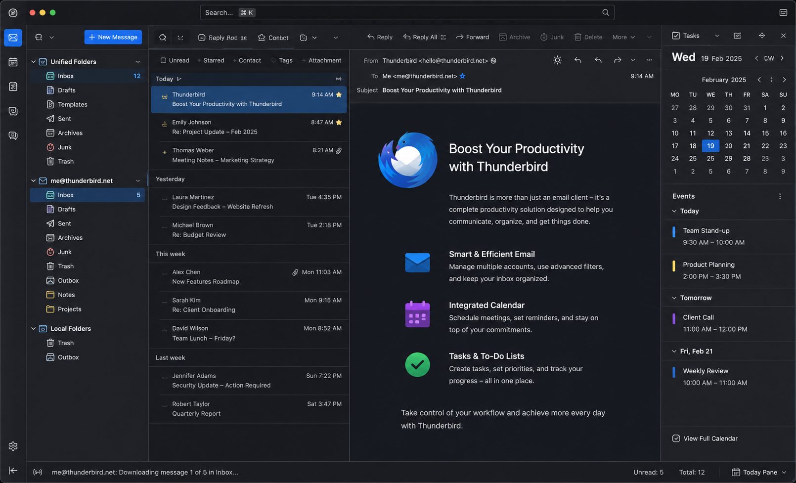Thunderbird E-Mail-Client mit Kalender